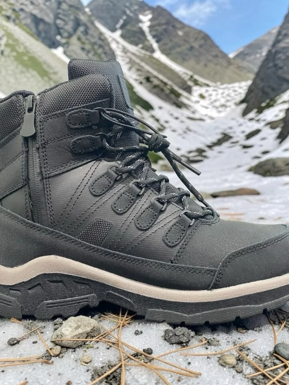 All In Motion Men's Faux Leather Ankle Winter Hiker Boots Water-Repellent Sz 7